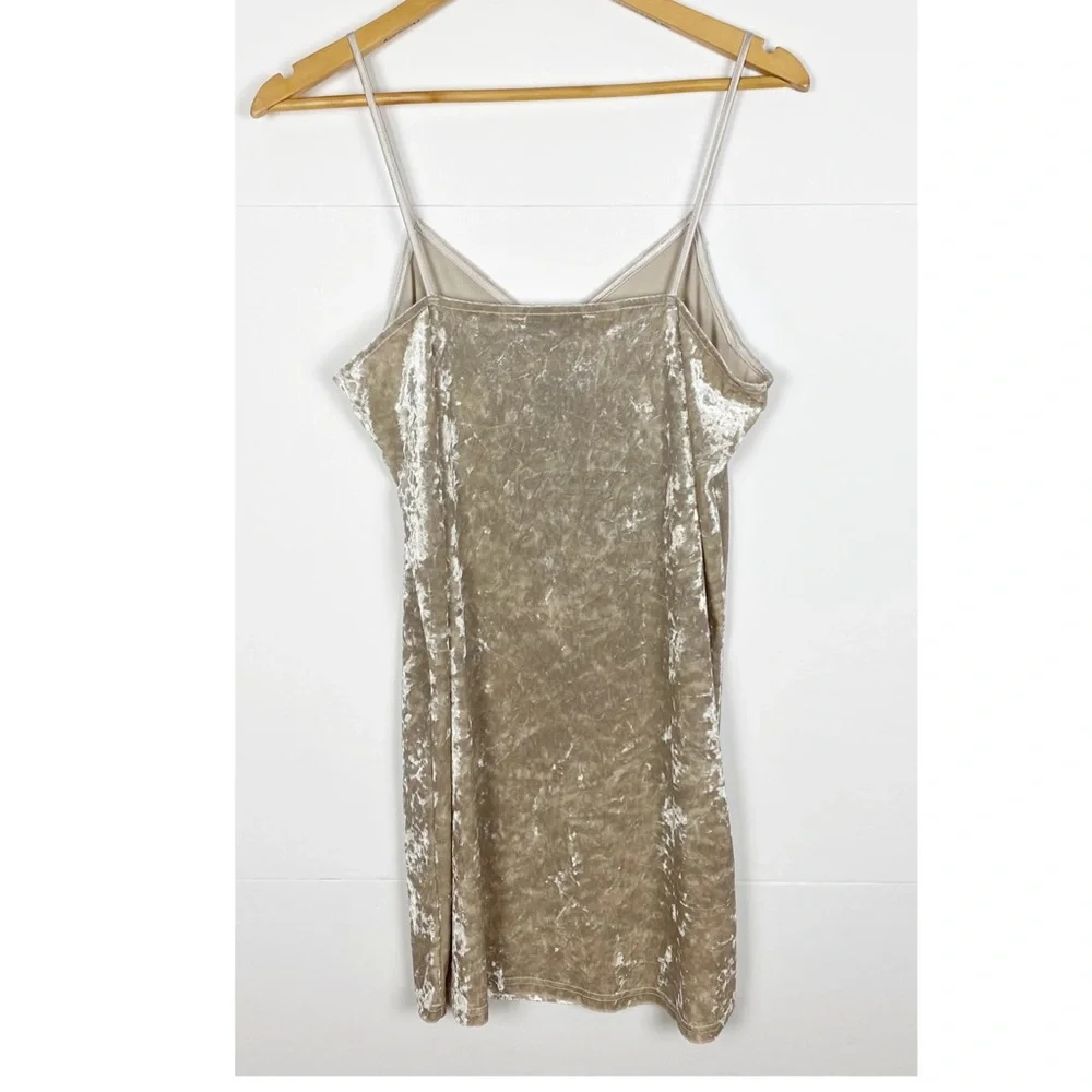 English Factory Velvet Slip Mini Dress Champagne Size Medium - Picture 2 of 5